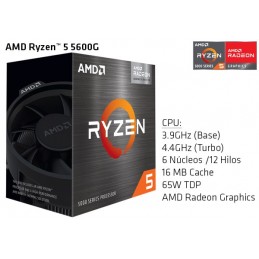 AMD Ryzen 5 5600G Graficos Vega 6-Core 12 Hilos 3.9GHz Socket AM4 100-100000252BOX  CPU Retail